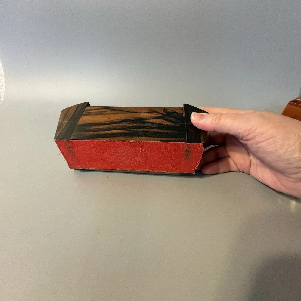 Vintage Wood and Mother of Pearl Perpetual Desk Calendar Solid Handmade MCM